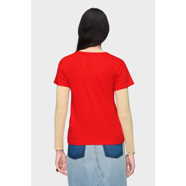 Maison Margiela Cotton T-Shirt in Red | T-shirts | Coveti
