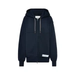 Maison Margiela Cotton Zip Hooded Sweatshirt in Blue | Coveti
