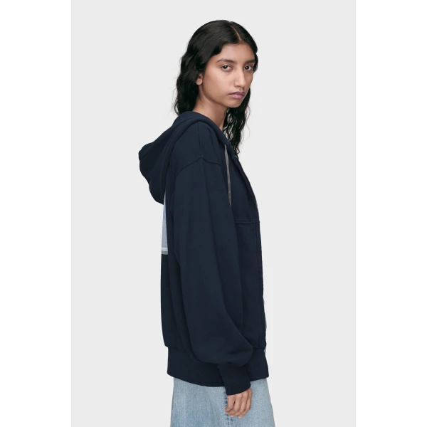 Maison Margiela Cotton Zip Hooded Sweatshirt in Blue | Hoodies | Coveti