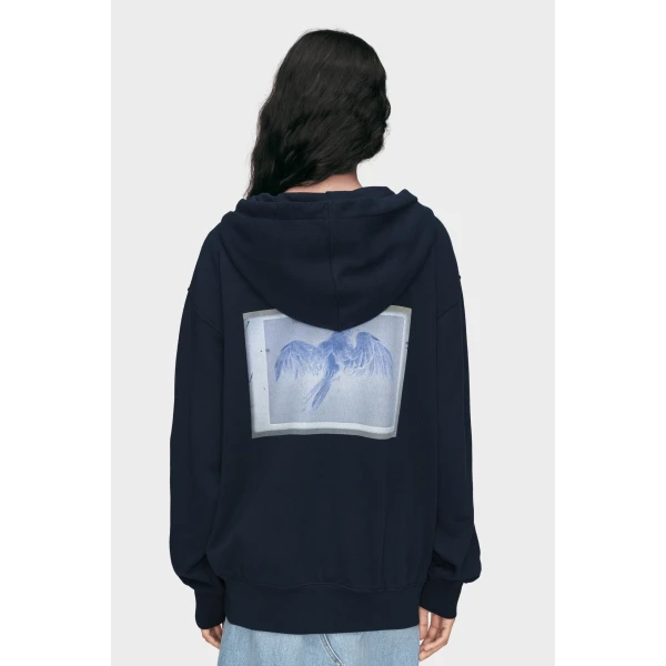 Maison Margiela Cotton Zip Hooded Sweatshirt in Blue | Hoodies | Coveti