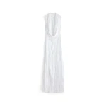 Maison Margiela Cowl-Neck Crinkled Maxi Dress in White | Coveti