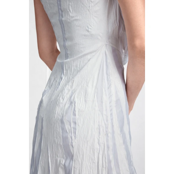 Maison Margiela Cowl-Neck Crinkled Maxi Dress in White | Maxi Dresses | Coveti