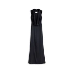 Maison Margiela Cowl-Neck Satin Maxi Dress in Black | Coveti