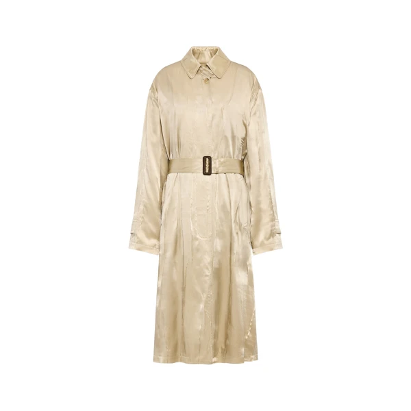 Creased Silk Trench Coat in Pink Beige