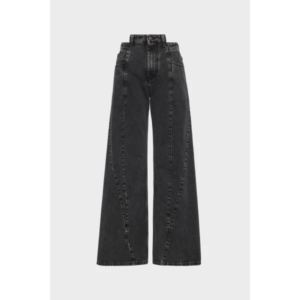 Maison Margiela Curved Seam Cut-Out Jeans in Black | Denim | Coveti
