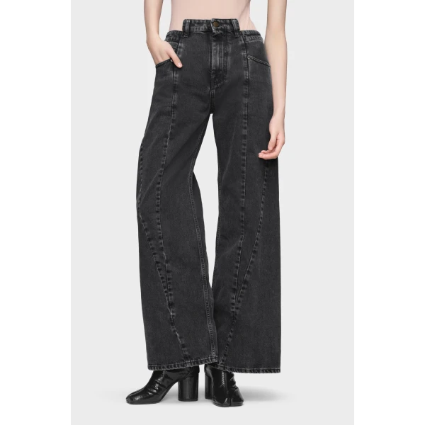 Maison Margiela Curved Seam Cut-Out Jeans in Black | Denim | Coveti