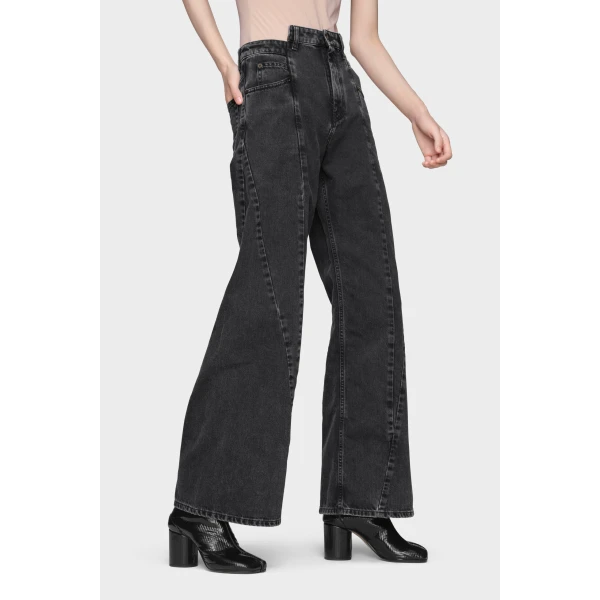 Maison Margiela Curved Seam Cut-Out Jeans in Black | Denim | Coveti