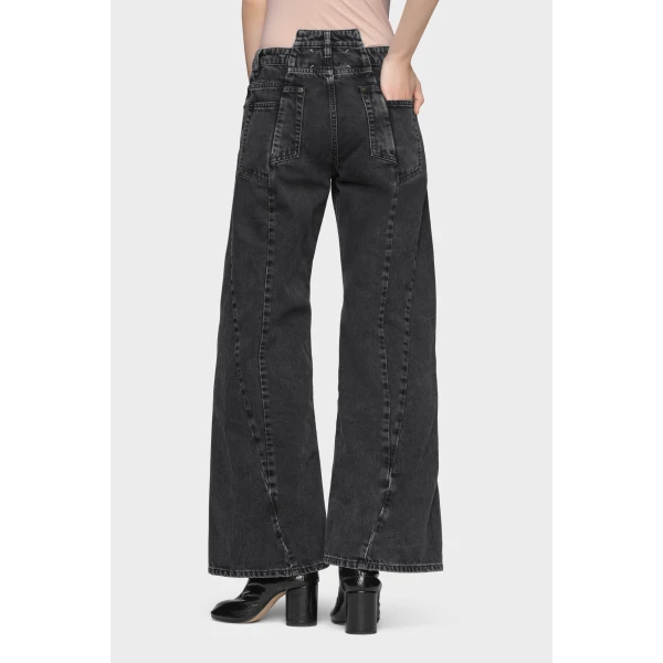 Maison Margiela Curved Seam Cut-Out Jeans in Black | Denim | Coveti