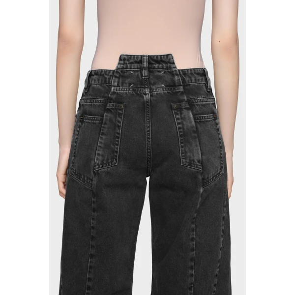 Maison Margiela Curved Seam Cut-Out Jeans in Black | Denim | Coveti