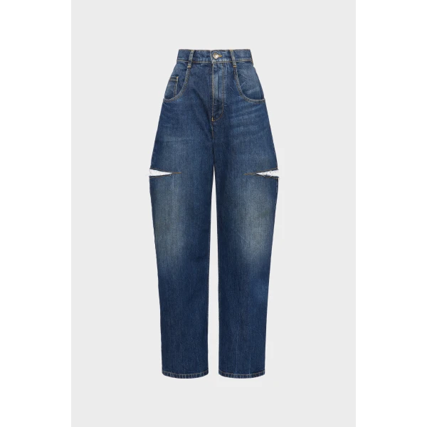 Maison Margiela Cut-Out Jeans in Washed Indigo | Denim | Coveti