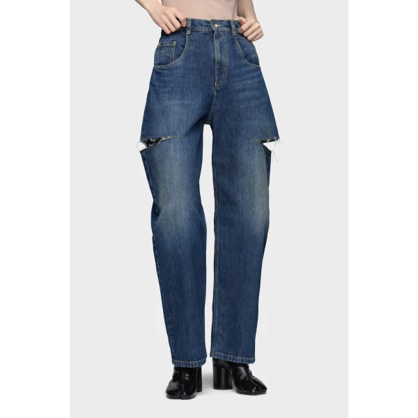 Maison Margiela Cut-Out Jeans in Washed Indigo | Denim | Coveti