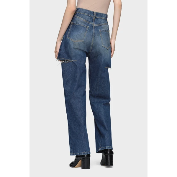 Maison Margiela Cut-Out Jeans in Washed Indigo | Denim | Coveti