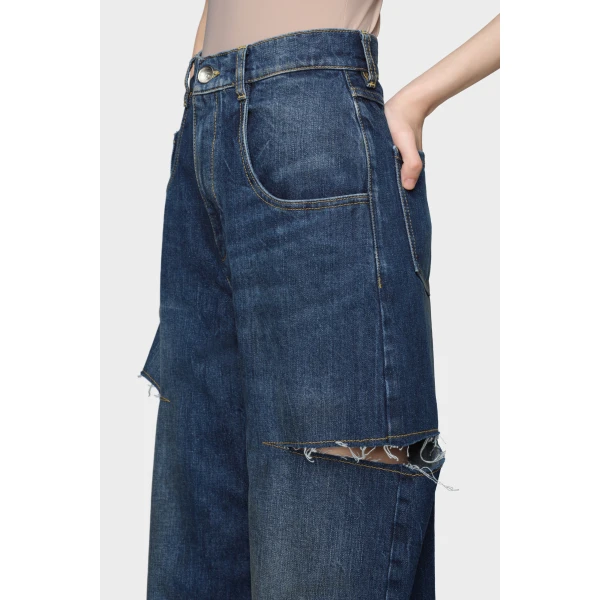 Maison Margiela Cut-Out Jeans in Washed Indigo | Denim | Coveti