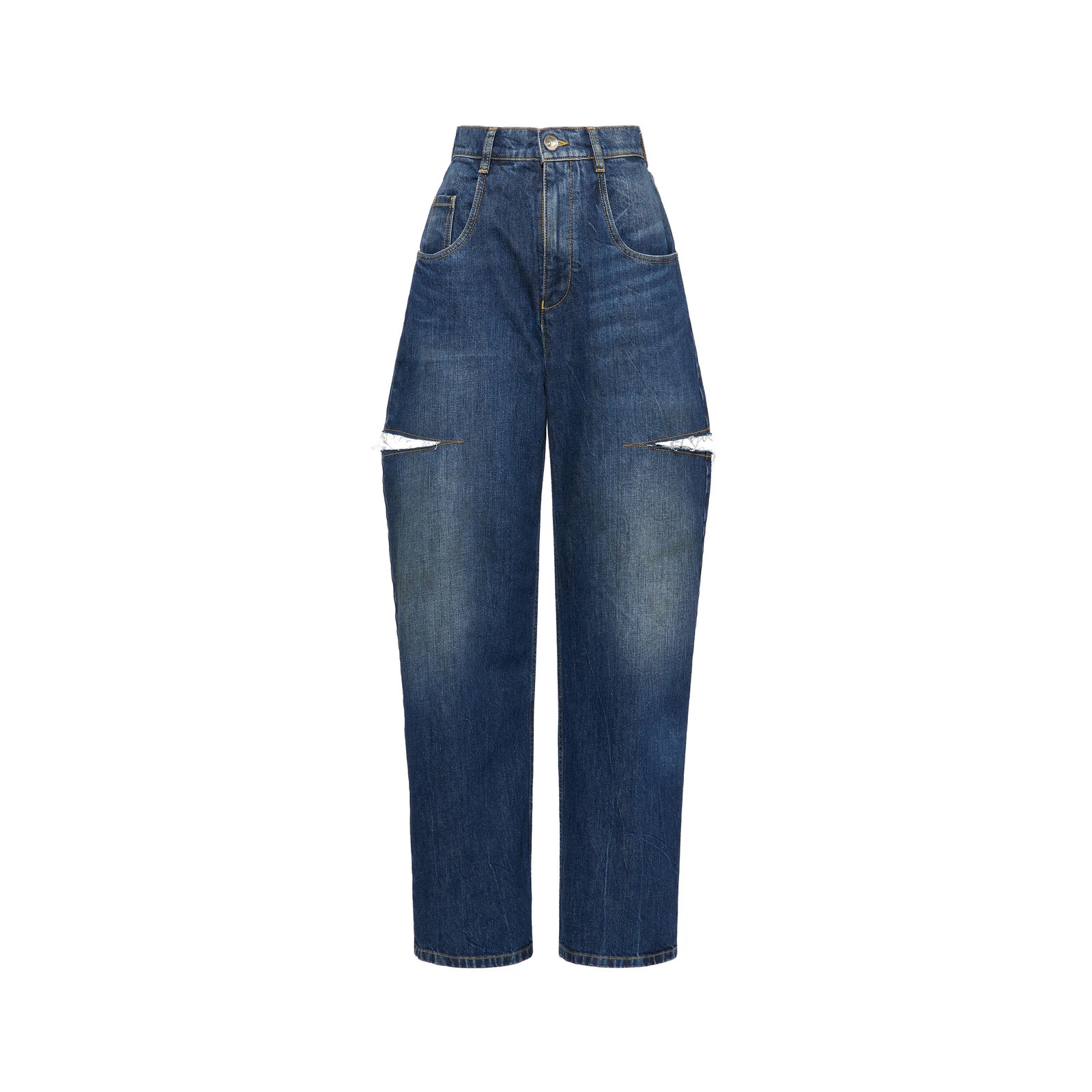 Maison Margiela Cut-Out Jeans in Washed Indigo Maison Margiela Cut-Out Jeans in Washed Indigo | Coveti