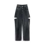 Maison Margiela Cut-Out Wide-Leg Jeans in Black | Coveti