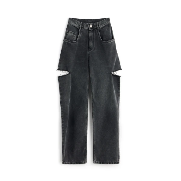 Maison Margiela Cut-Out Wide-Leg Jeans in Black | Coveti