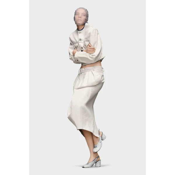 Maison Margiela Denim Gathered Skirt in White | Denim Skirts | Coveti