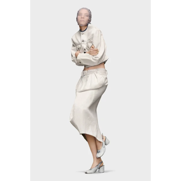 Maison Margiela Denim Gathered Skirt in White | Denim Skirts | Coveti
