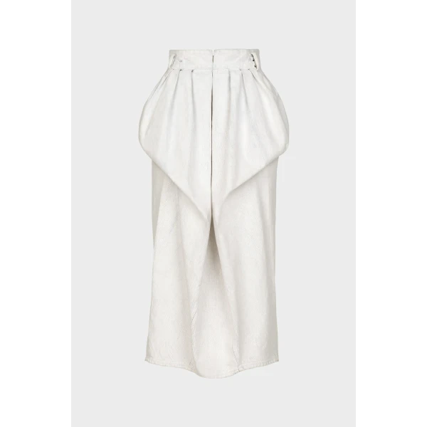Maison Margiela Denim Gathered Skirt in White | Denim Skirts | Coveti