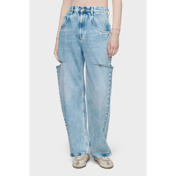 Maison Margiela Denim Jeans with Slash Details in Blue Jeans | Denim | Coveti