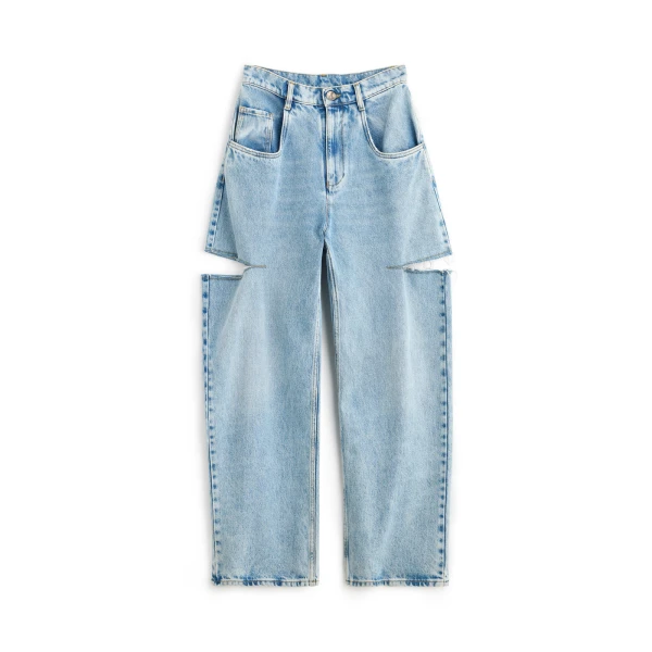 Denim Jeans with Slash Details in Blue Jeans