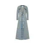 Maison Margiela Denim Maxi Coat in Light Blue | Coveti