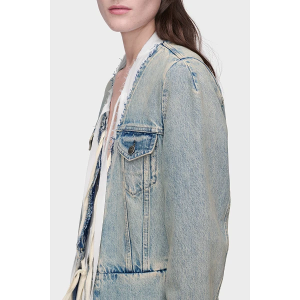 Maison Margiela Denim Maxi Coat in Light Blue | Coats | Coveti