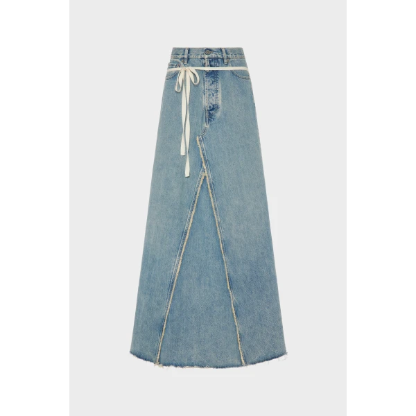 Maison Margiela Denim Maxi Skirt in Light Blue | Denim Skirts | Coveti