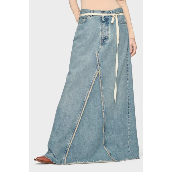 Maison Margiela Denim Maxi Skirt in Light Blue | Denim Skirts | Coveti