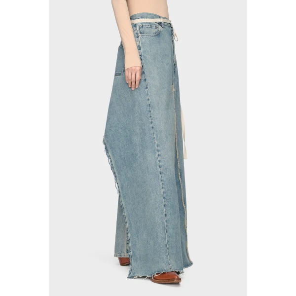 Maison Margiela Denim Maxi Skirt in Light Blue | Denim Skirts | Coveti