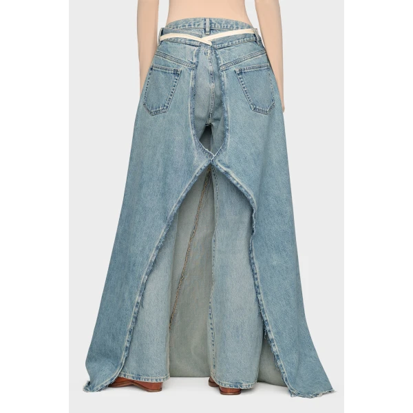 Maison Margiela Denim Maxi Skirt in Light Blue | Denim Skirts | Coveti