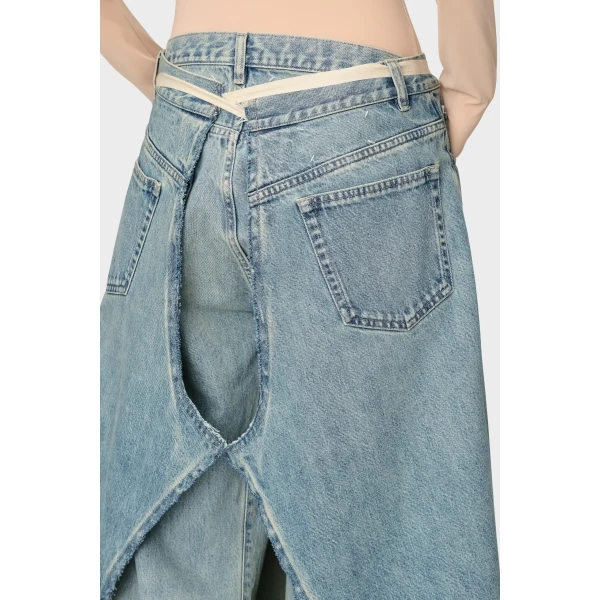 Maison Margiela Denim Maxi Skirt in Light Blue | Denim Skirts | Coveti