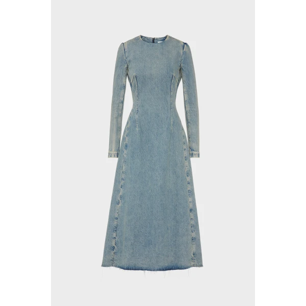 Maison Margiela Denim Midi Dress in Light Blue | Midi Dresses | Coveti