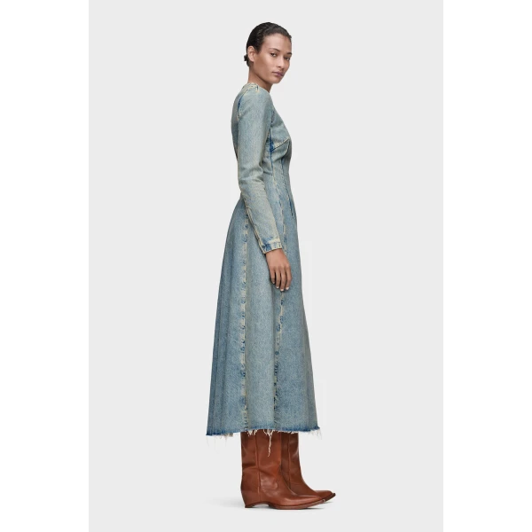 Maison Margiela Denim Midi Dress in Light Blue | Midi Dresses | Coveti