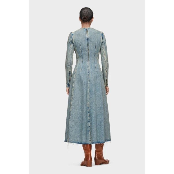 Maison Margiela Denim Midi Dress in Light Blue | Midi Dresses | Coveti