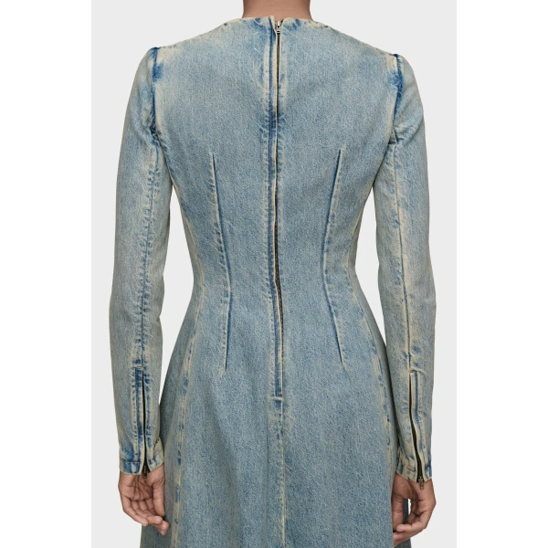Maison Margiela Denim Midi Dress in Light Blue | Midi Dresses | Coveti