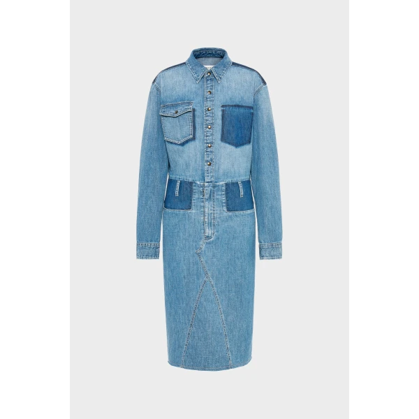 Maison Margiela Denim Midi Shirt Dress in Blue Jeans | Midi Dresses | Coveti