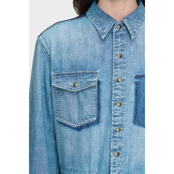 Maison Margiela Denim Midi Shirt Dress in Blue Jeans | Midi Dresses | Coveti