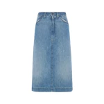 Maison Margiela Denim Midi Skirt in Vintage Medium Blue | Coveti