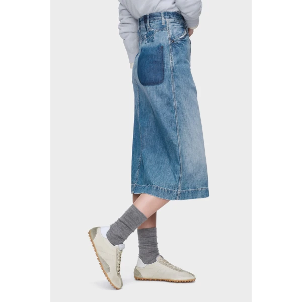 Maison Margiela Denim Midi Skirt in Vintage Medium Blue | Denim Skirts | Coveti