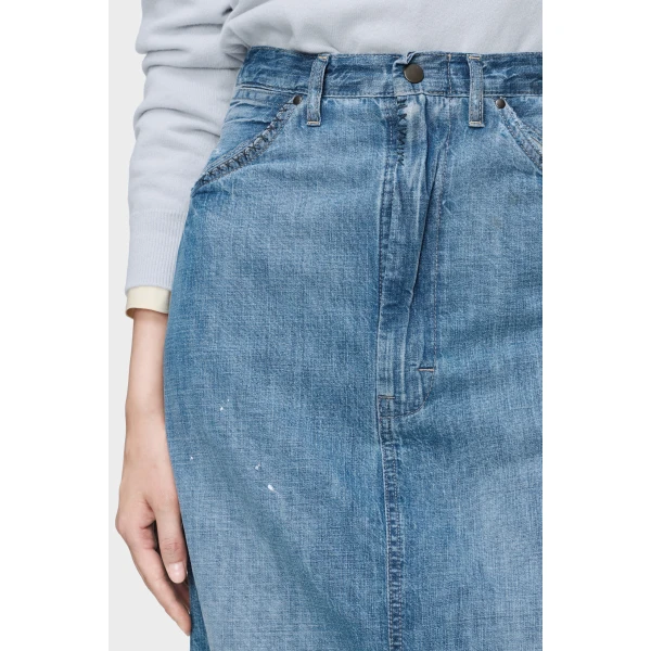 Maison Margiela Denim Midi Skirt in Vintage Medium Blue | Denim Skirts | Coveti