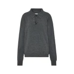 Maison Margiela Draped Collar Wool Polo Sweater in Grey | Coveti