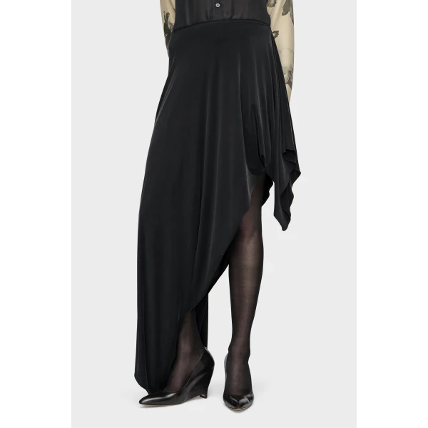 Maison Margiela Draped Long Skirt in Black | Maxi Skirts | Coveti