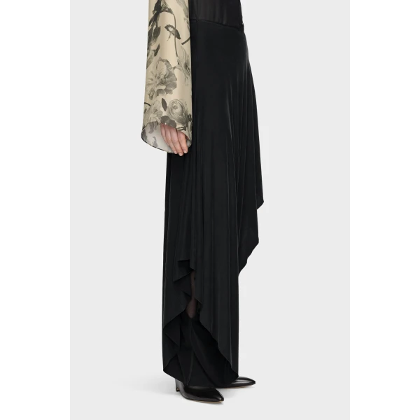 Maison Margiela Draped Long Skirt in Black | Maxi Skirts | Coveti