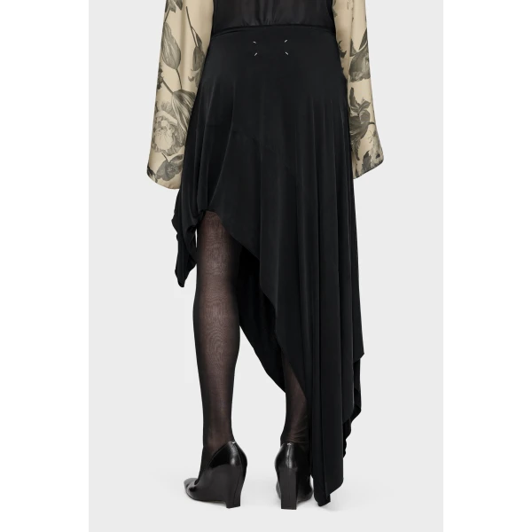 Maison Margiela Draped Long Skirt in Black | Maxi Skirts | Coveti