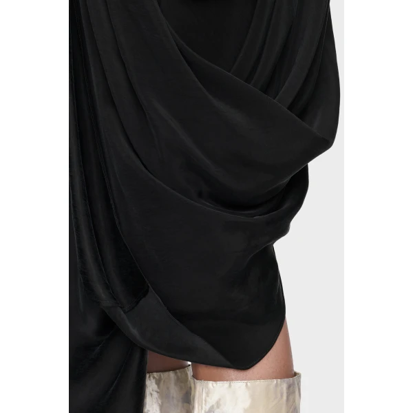 Maison Margiela Draped Midi Skirt in Black | Midi Skirts | Coveti