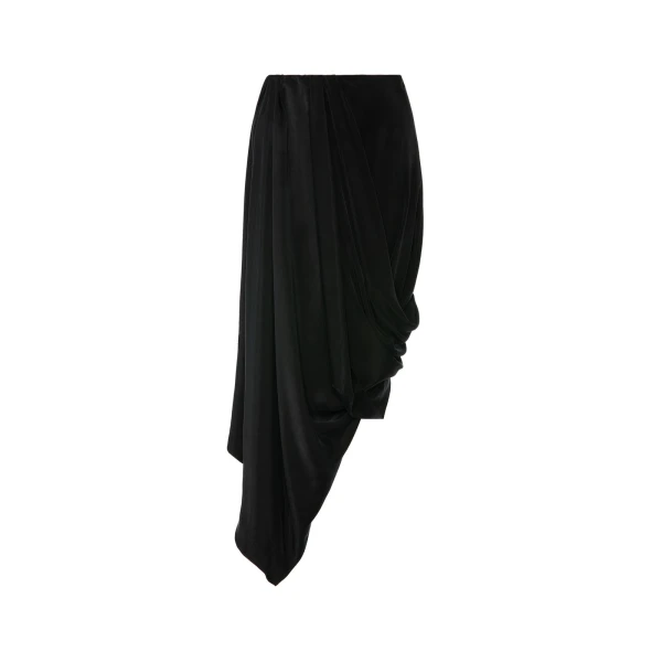 Draped Midi Skirt in Black