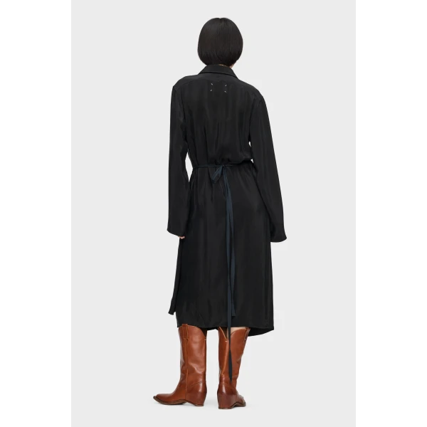 Maison Margiela Draped Shirt Dress in Black | Midi Dresses | Coveti