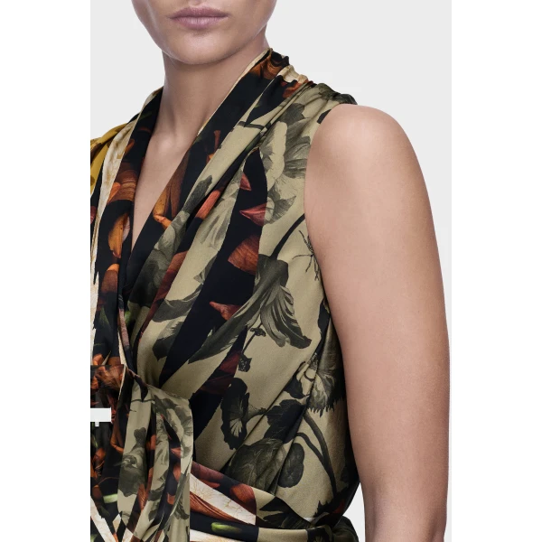 Maison Margiela Draped Silk Top in Ivory | Sleeveless | Coveti