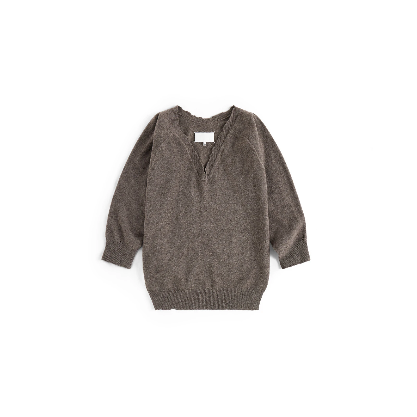 Maison Margiela Draped V-Neck Sweater in Mud Brown Maison Margiela Draped V-Neck Sweater in Mud Brown | Coveti